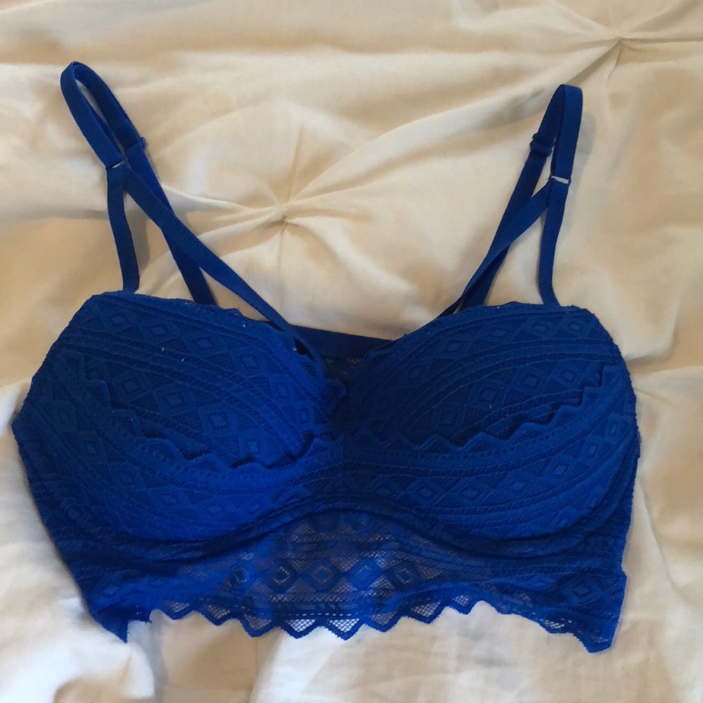 Blue strappy bralette from Victoria’s Secret pink